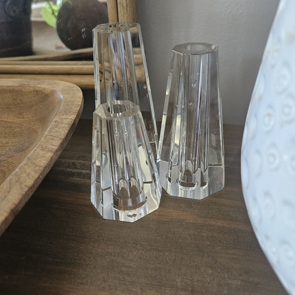 Elegant Crystal Candle Holders/Paper Weight Acrylic